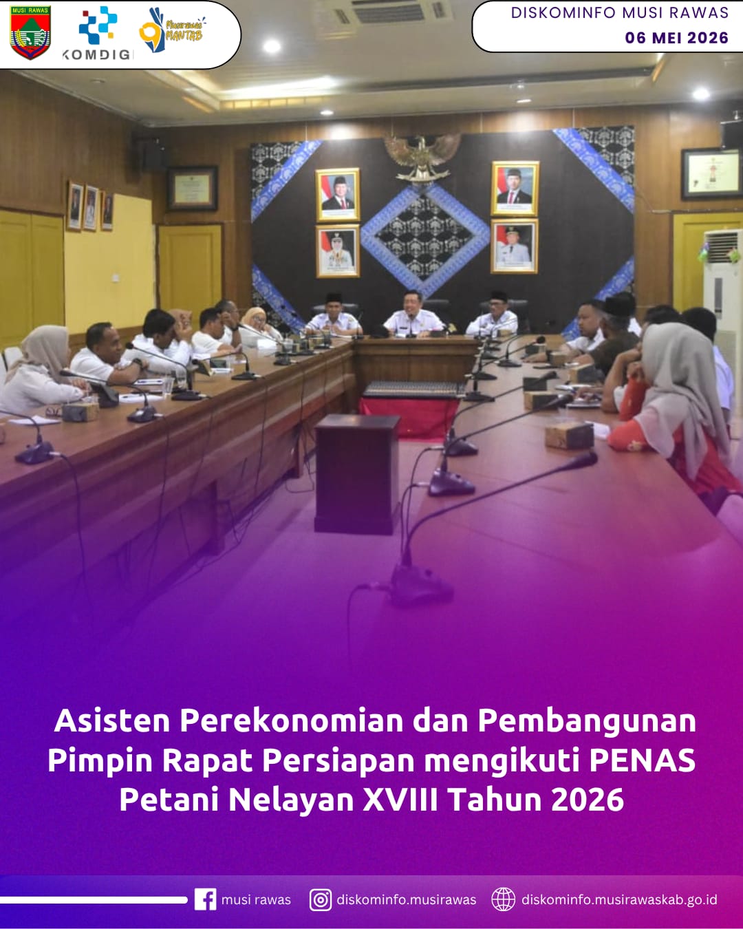 Asisten Perekonomian dan Pembangunan Pimpin Rapat Persiapan mengikuti PENAS Petani Nelayan XVIII Tahun 2026