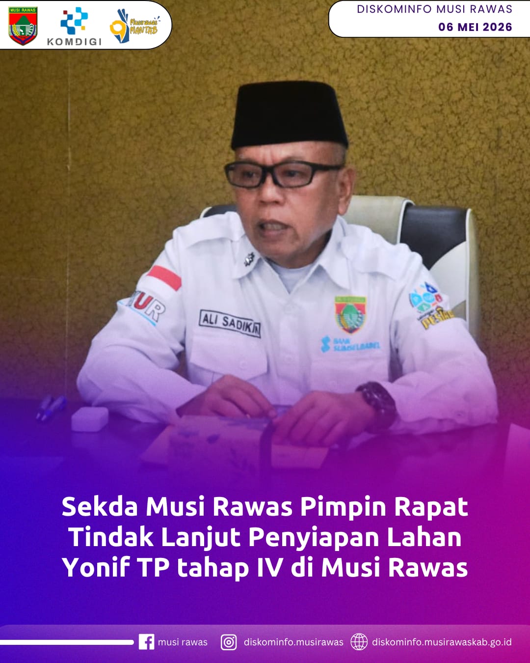 Sekda Musi Rawas Pimpin Rapat Tindak Lanjut Penyiapan Lahan Yonif TP tahap IV di Musi Rawas