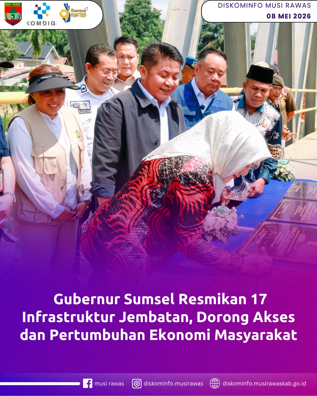 Gubernur Sumsel Resmikan 17 Infrastruktur Jembatan, Dorong Akses dan Pertumbuhan Ekonomi Masyarakat