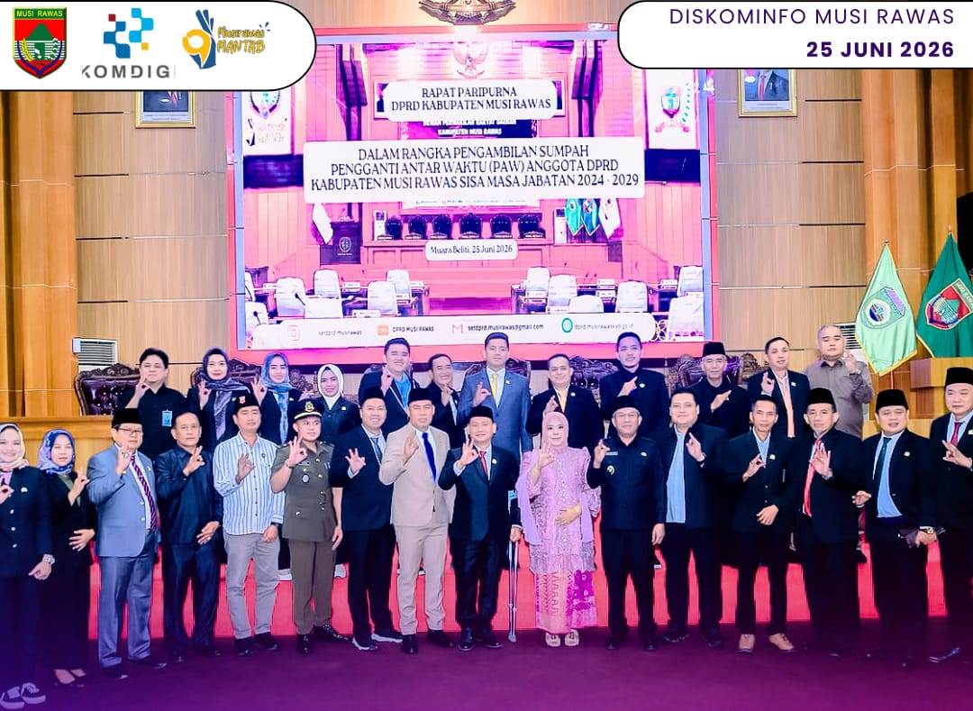 Wakil Bupati Musi Rawas Hadiri Pengambilan Sumpah PAW Anggota DPRD Musi Rawas