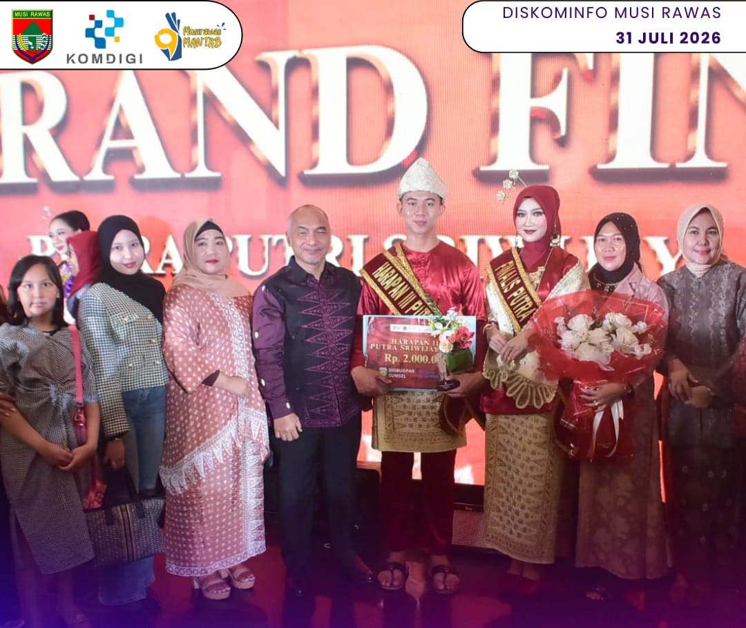 Bupati Musi Rawas Hadiri Grand Final Putra Putri Sriwijaya 2026, Wakil Bujang Musi Rawas Raih Juara Harapan