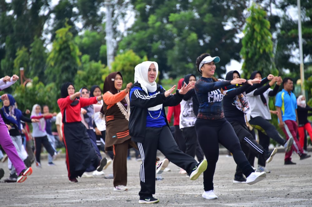 Senam Bersama di Taman Beregam Muara Beliti Kabupaten Musi Rawas