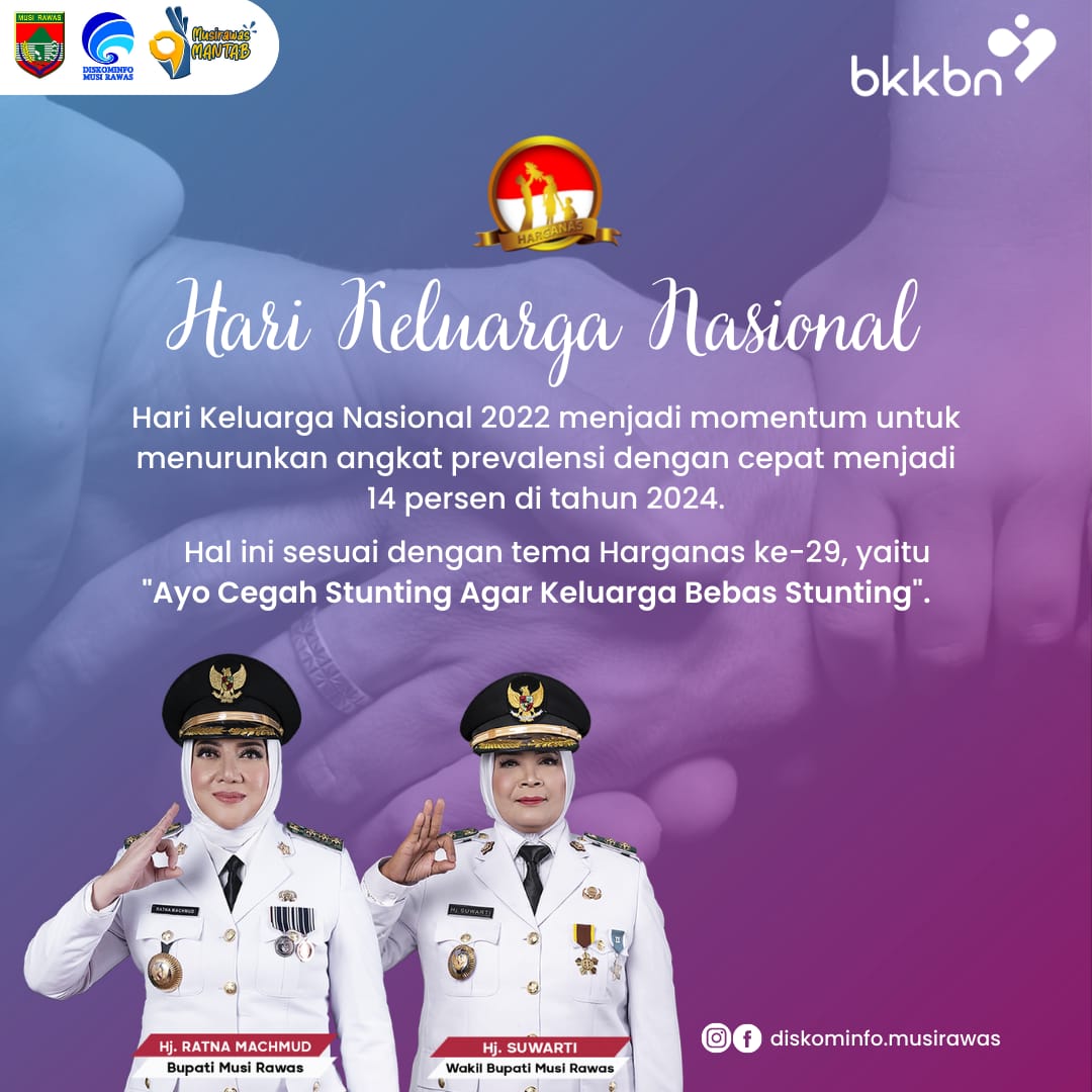 Pemerintah Kabupaten Musi Rawas mengucapkan Selamat Hari Keluarga Nasional ke-29 tahun
