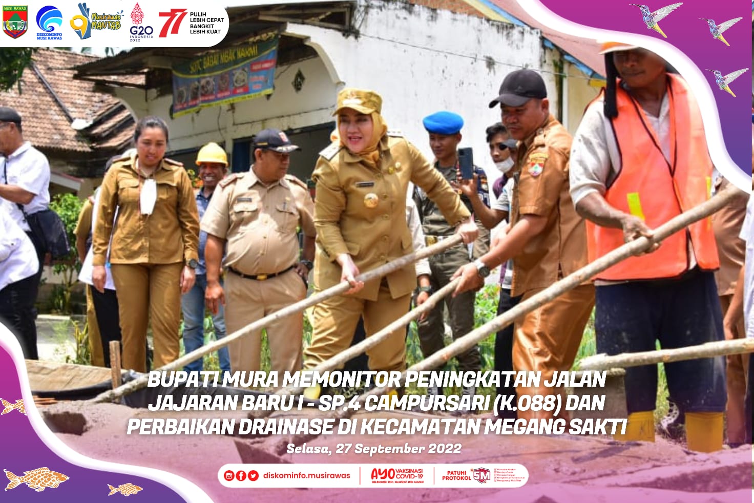 Monitor peningkatan Jalan Jajaran Baru I - Sp.4 Campursari dan perbaikan drainase di Kec Megang Sakt