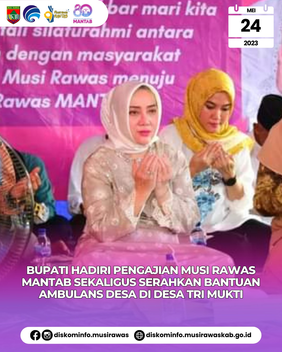Bantuan ambulans desa untuk Kecamatan BTS Ulu dalam acara Pengajian Forum Musi Rawas Mantab 2023