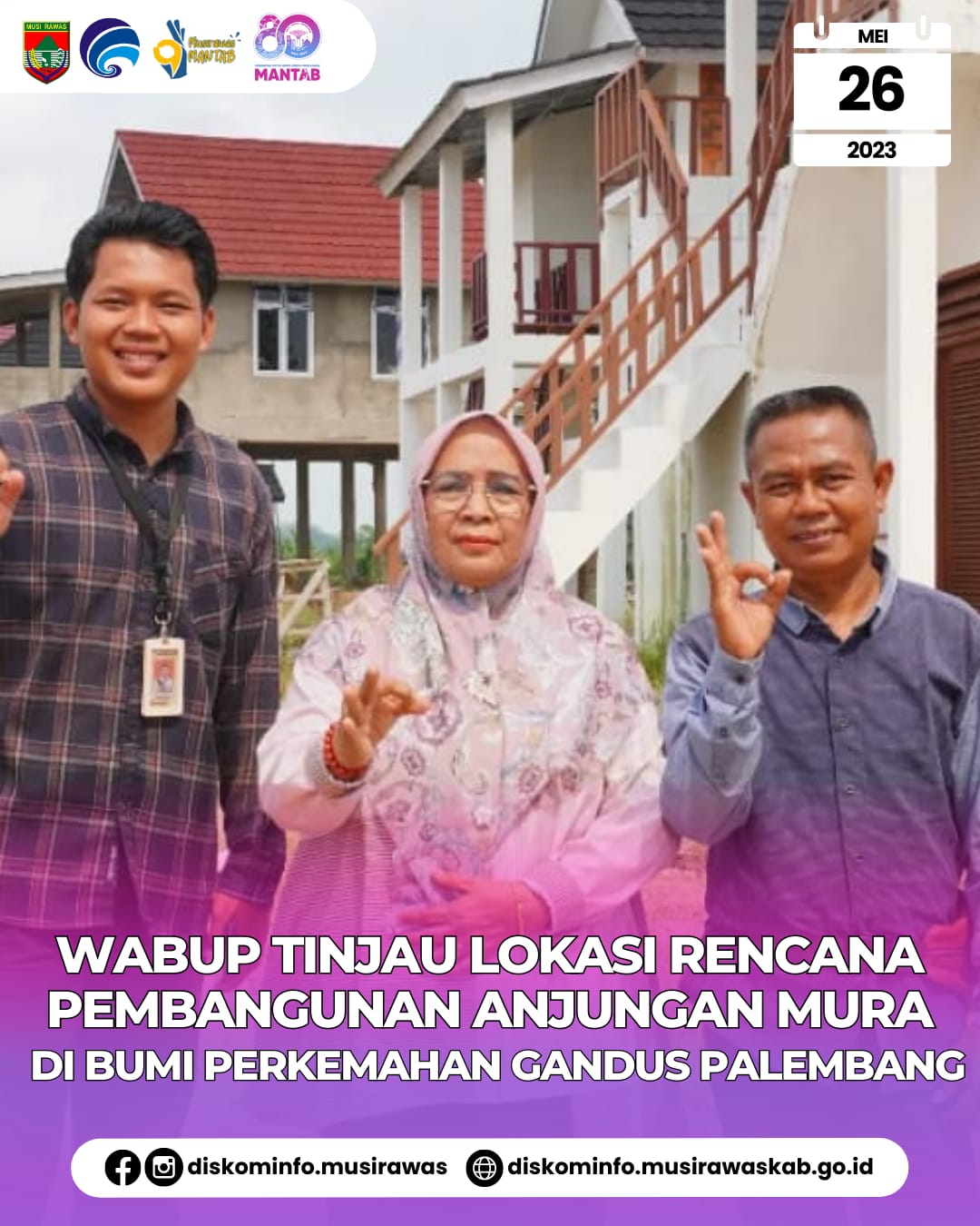 Tinjau lokasi rencana Pembangunan Anjungan Musi Rawas di Bumi Perkemahan Gandus Palembang