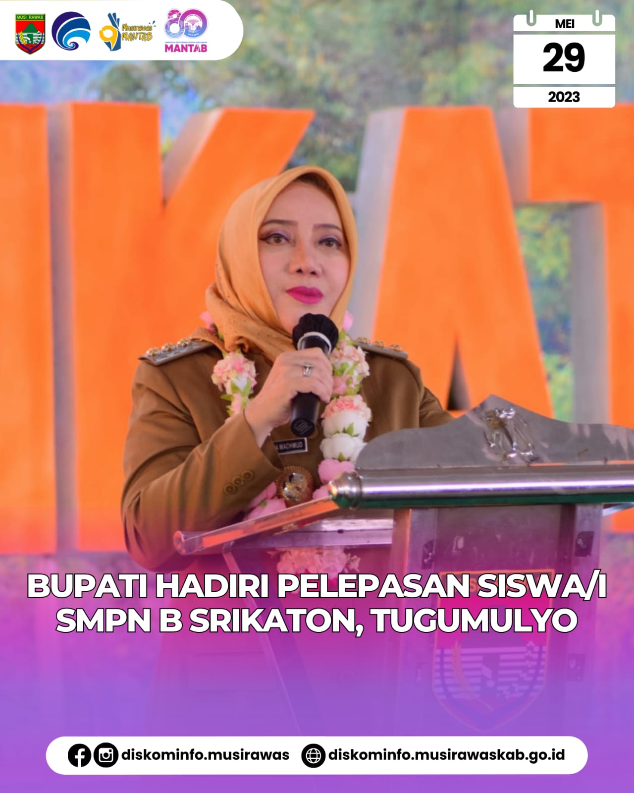 Pelepasan Siswa Siswi SMP Negeri B Srikaton Kecamatan Tugumulyo