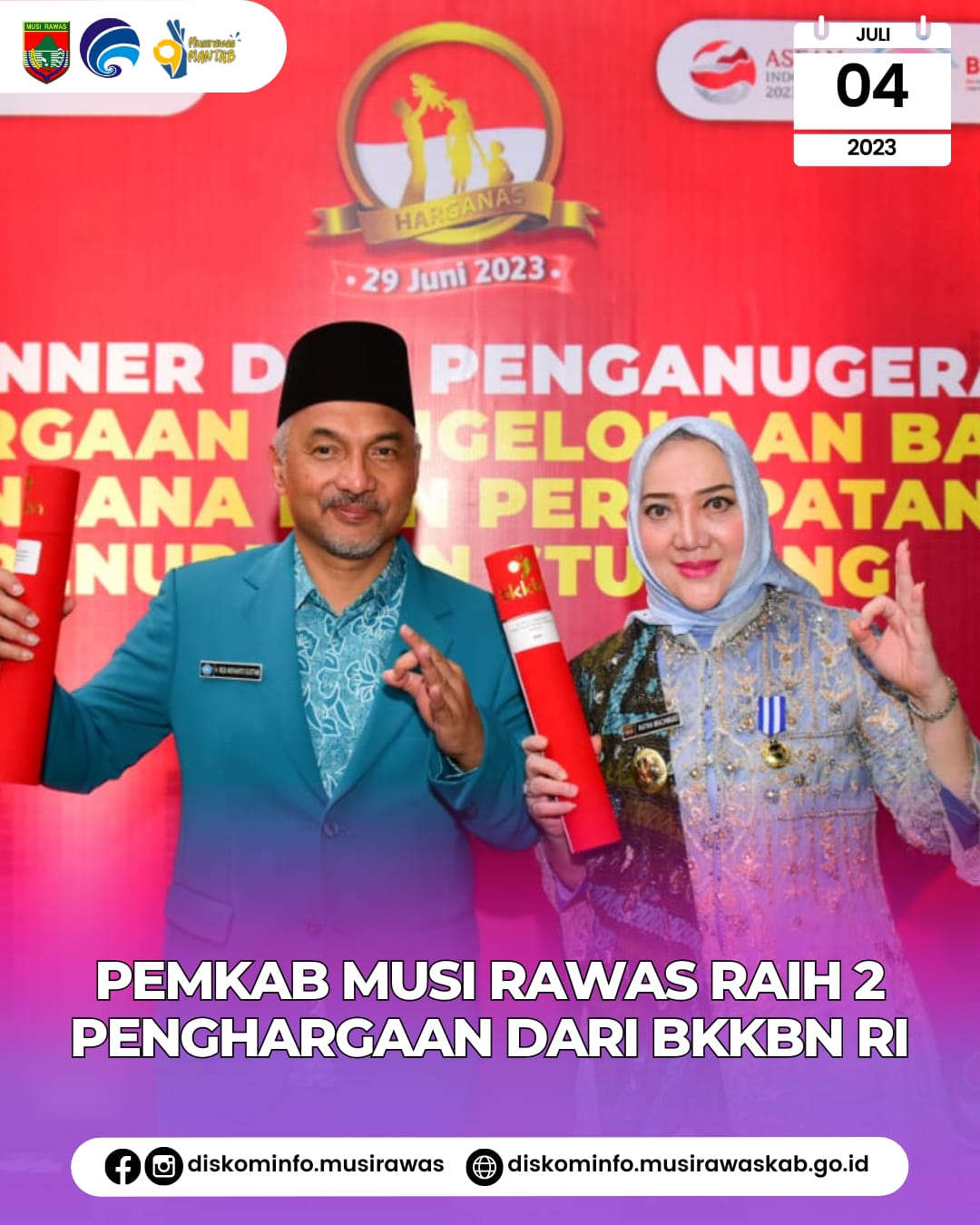 Pemkab Musi Rawas Raih 2 Penghargaan Dari BKKBN RI