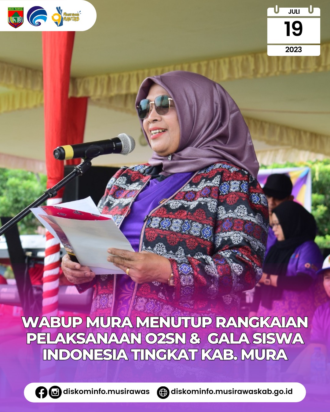 Wakil Bupati Musi Rawas menutup rangkaian pelaksanaan O2SN dan dan GSI jenjang SD dan SMP Kabupaten Musi Rawas