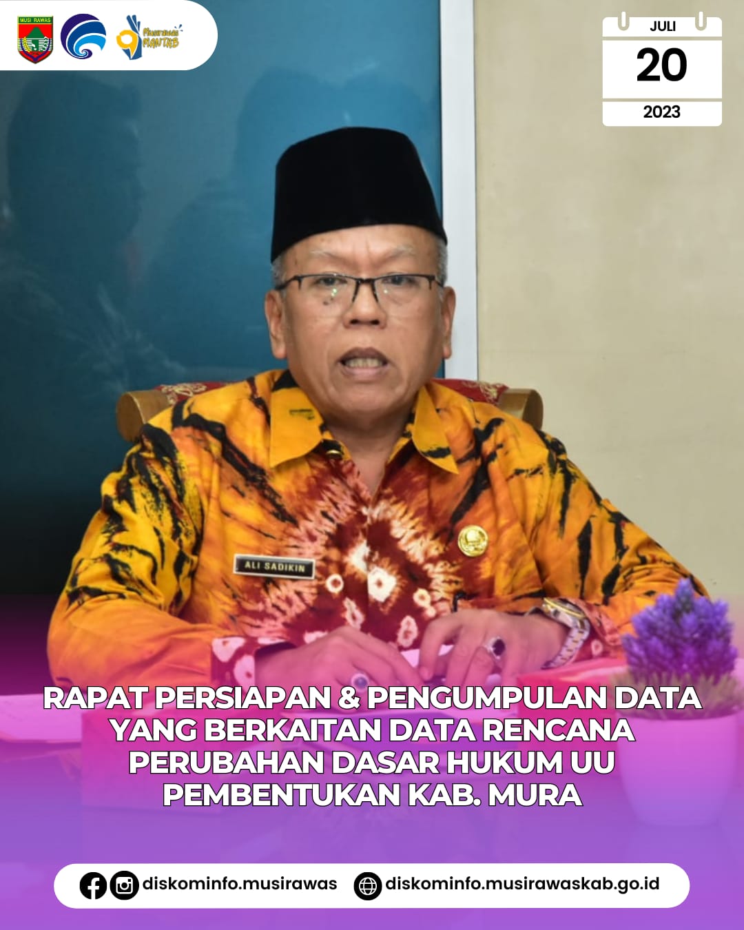 Rapat Persiapan dan Pengumpulan Data yang terkait Data Rencana Perubahan Dasar Hukum UU Pembentukan Kabupaten Musi Rawas