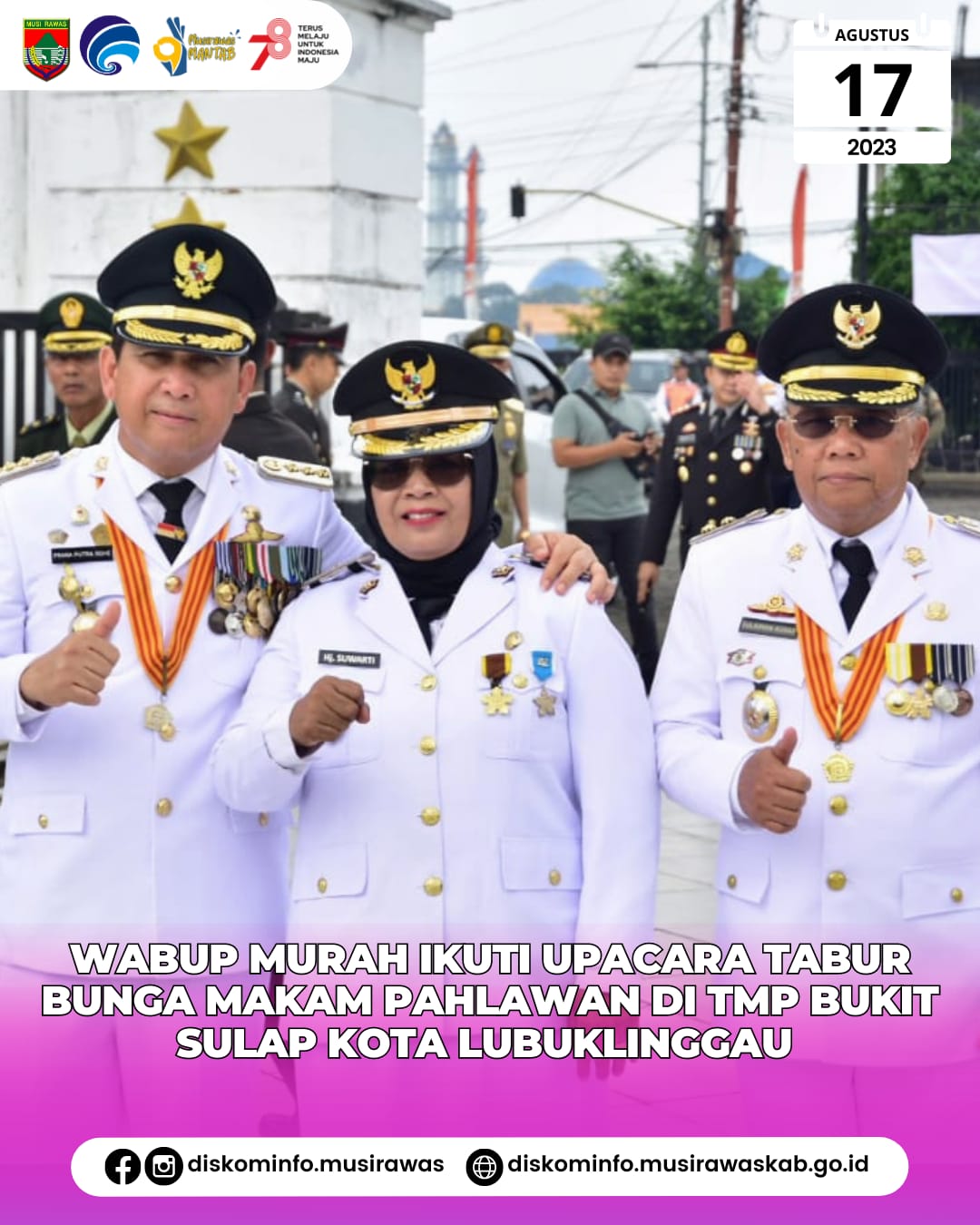 Upacara Tabur Bunga Makam Pahlawan di TMP Bukit Sulap Kota Lubuklinggau