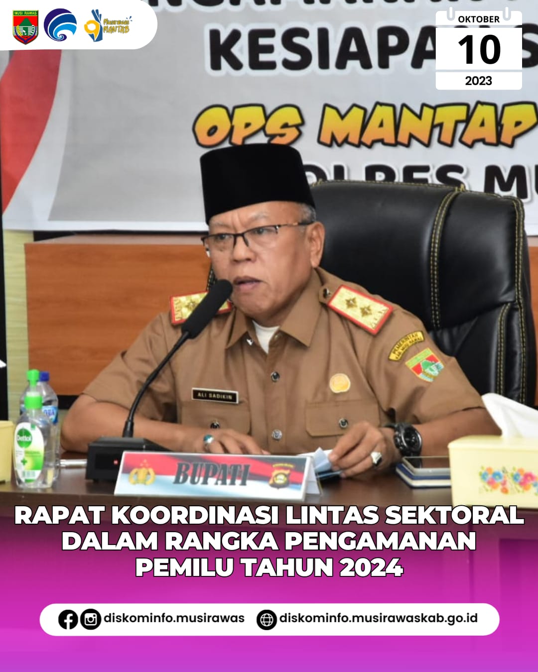 Rapat Koordinasi Lintas Sektoral dalam rangka Pengamanan Pemilu 2024 dan Kesiapan Kesiapan Sispamkota OPS Mantab Brata