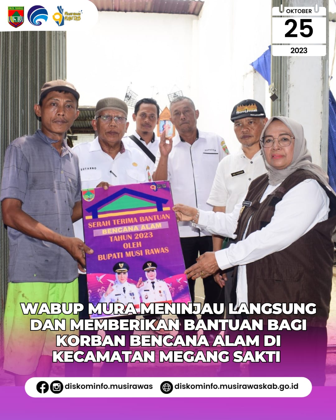 Wakil Bupati Musi Rawas tinjau langsung dan berikan bantuan bagi korban bencana angin puting beliung