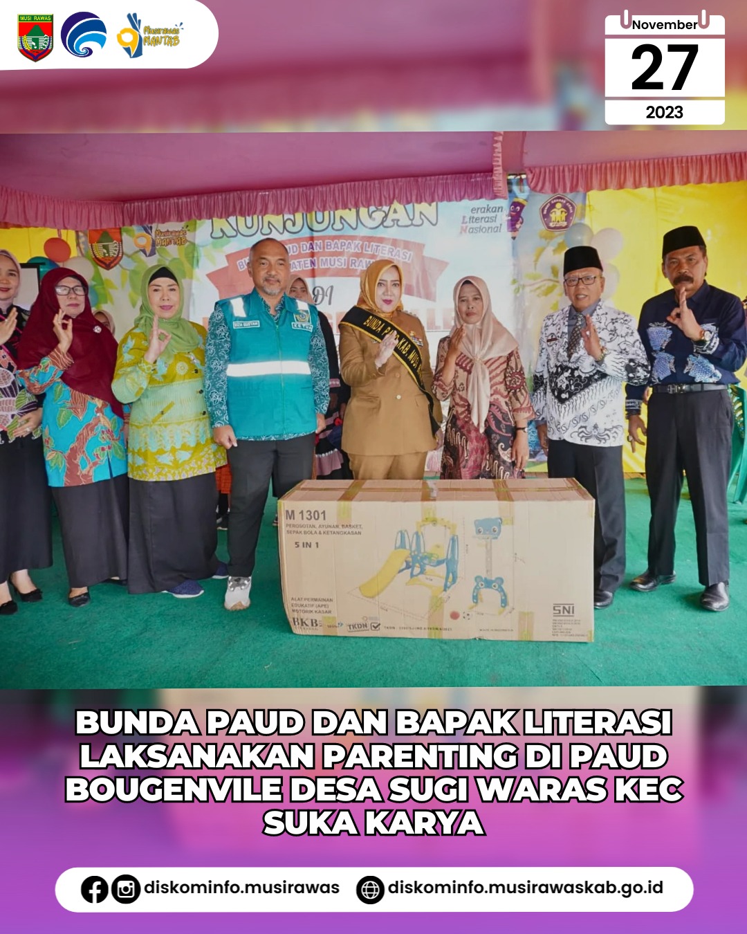 Bupati sekaligus Bunda PAUD Musi Rawas bersama Bapak Literasi laksanakan kunjungan Bunda PAUD