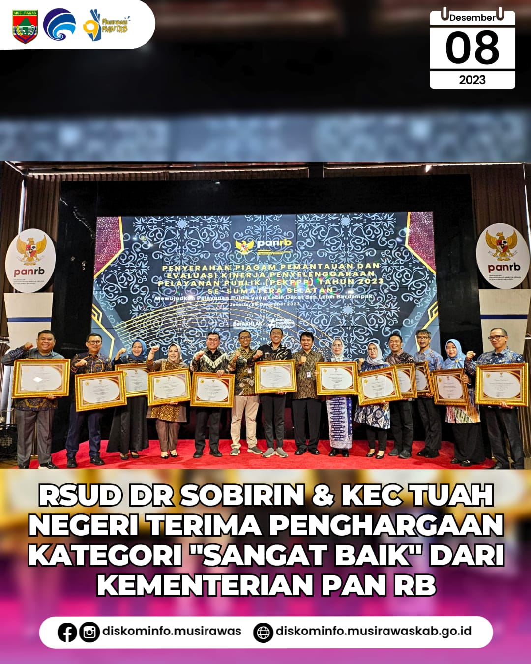 RSUD Dr Sobirin & Kecamatan Tuah Negeri terima penghargaan kategori "Sangat Baik" dari Kementerian PAN RB