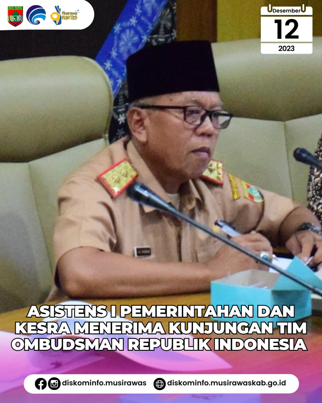 Asisten I Pemerintahan dan Kesra terima Kunjungan Tim Ombudsman Republik Indonesia
