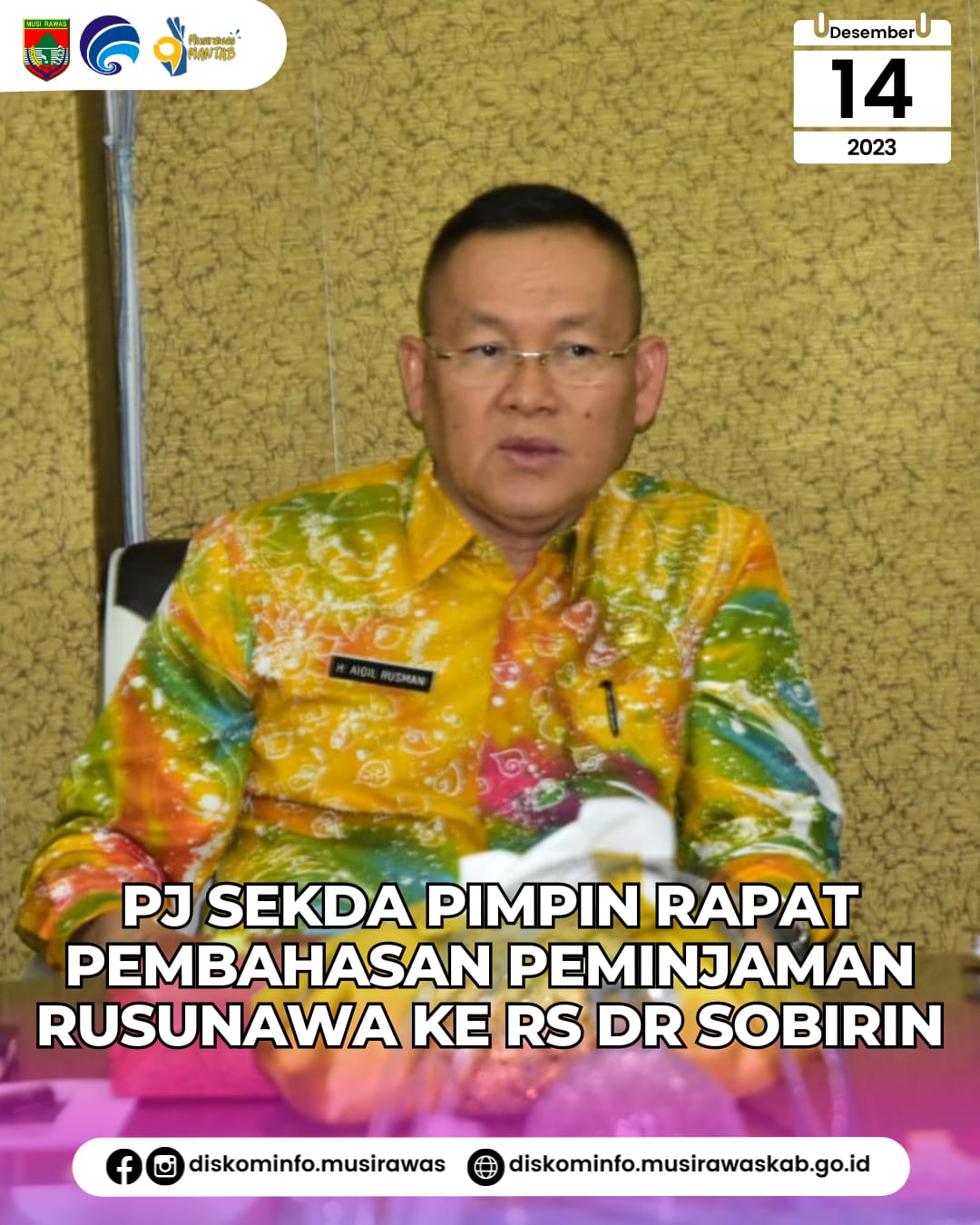 Pj Sekda Pimpin Rapat Pembahasan Peminjaman Rusunawa ke RS Dr Sobirin