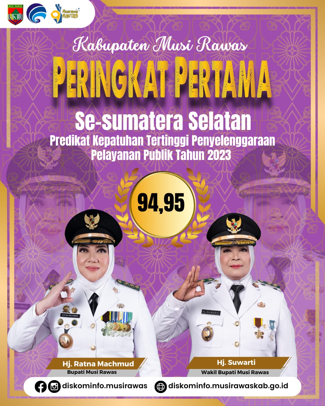 Musi Rawas kembali raih peringkat pertama se Sumsel pada penilaian kepatuhan penyelenggaraan pelayanan publik