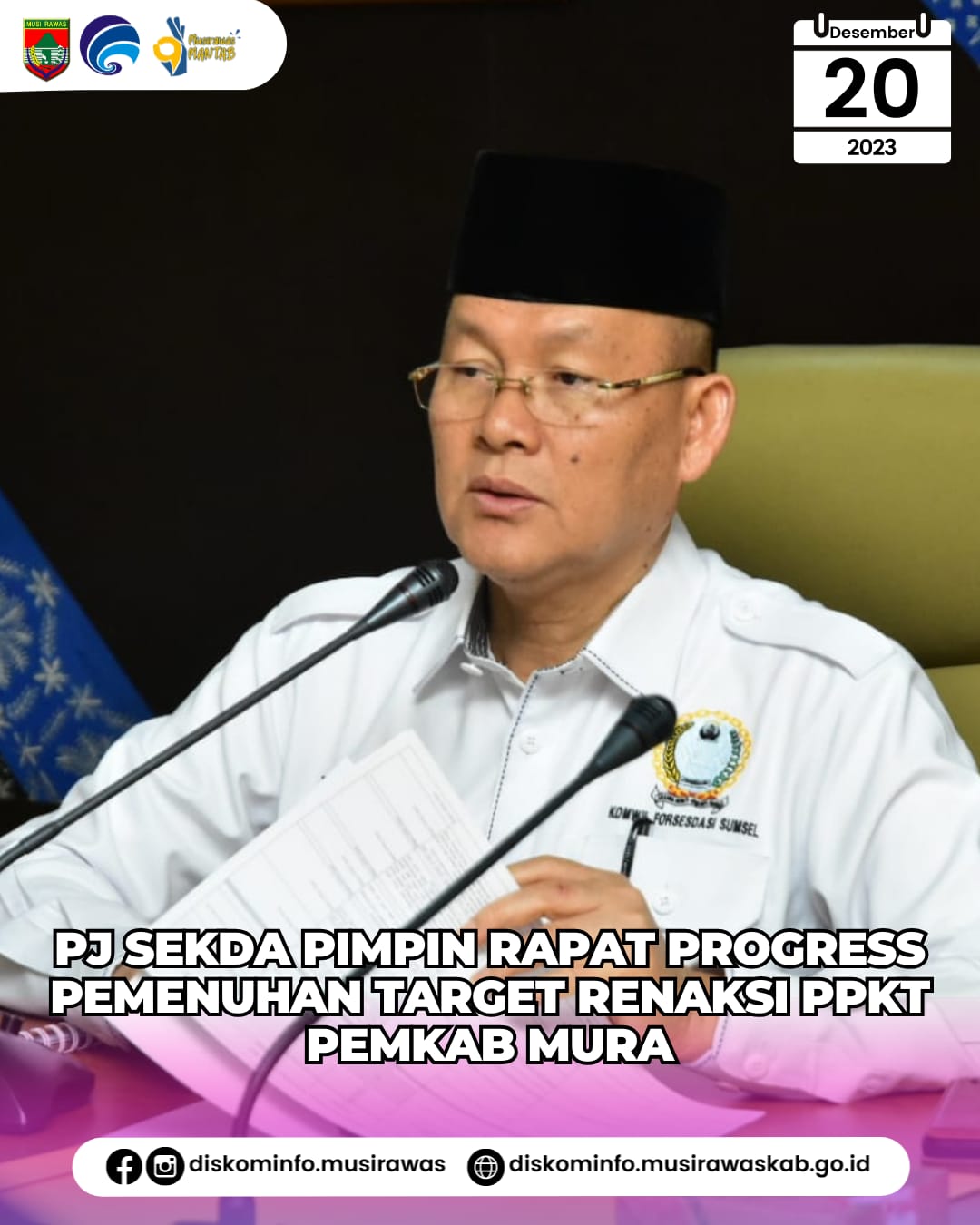 PJ Sekda pimpin Rapat Pembahasan Progress Pemenuhan Target Renaksi PPKT Pemkab Mura Tw.IV 2023