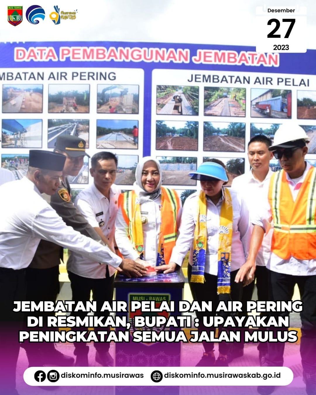 Jembatan Air Pelai dan Air Pering Diresmikan, Bupati : Upayakan Peningkatan Semua Jalan Mulus