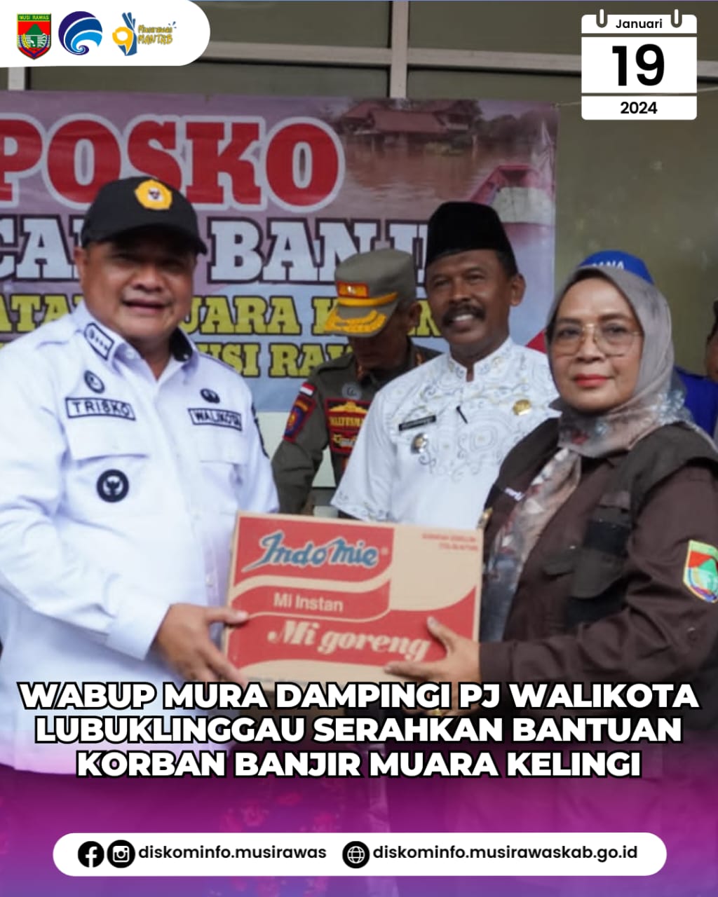 Wabup Mura Dampingi Pj Walikota Lubuklinggau Serahkan Bantuan Korban Banjir Muara Kelingi