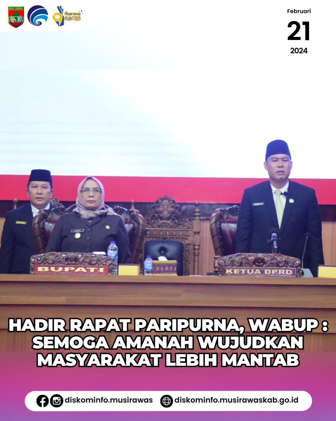 Hadir Rapat Paripurna, Wabup : Semoga Amanah Wujudkan Masyarakat Lebih Mantab