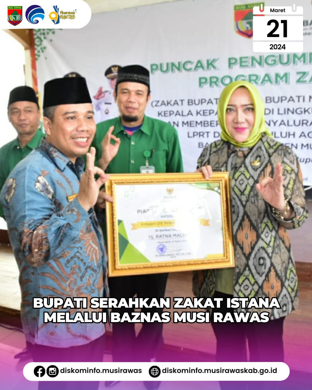 Bupati serahkan Zakat Istana melalui Basnaz Musi Rawas