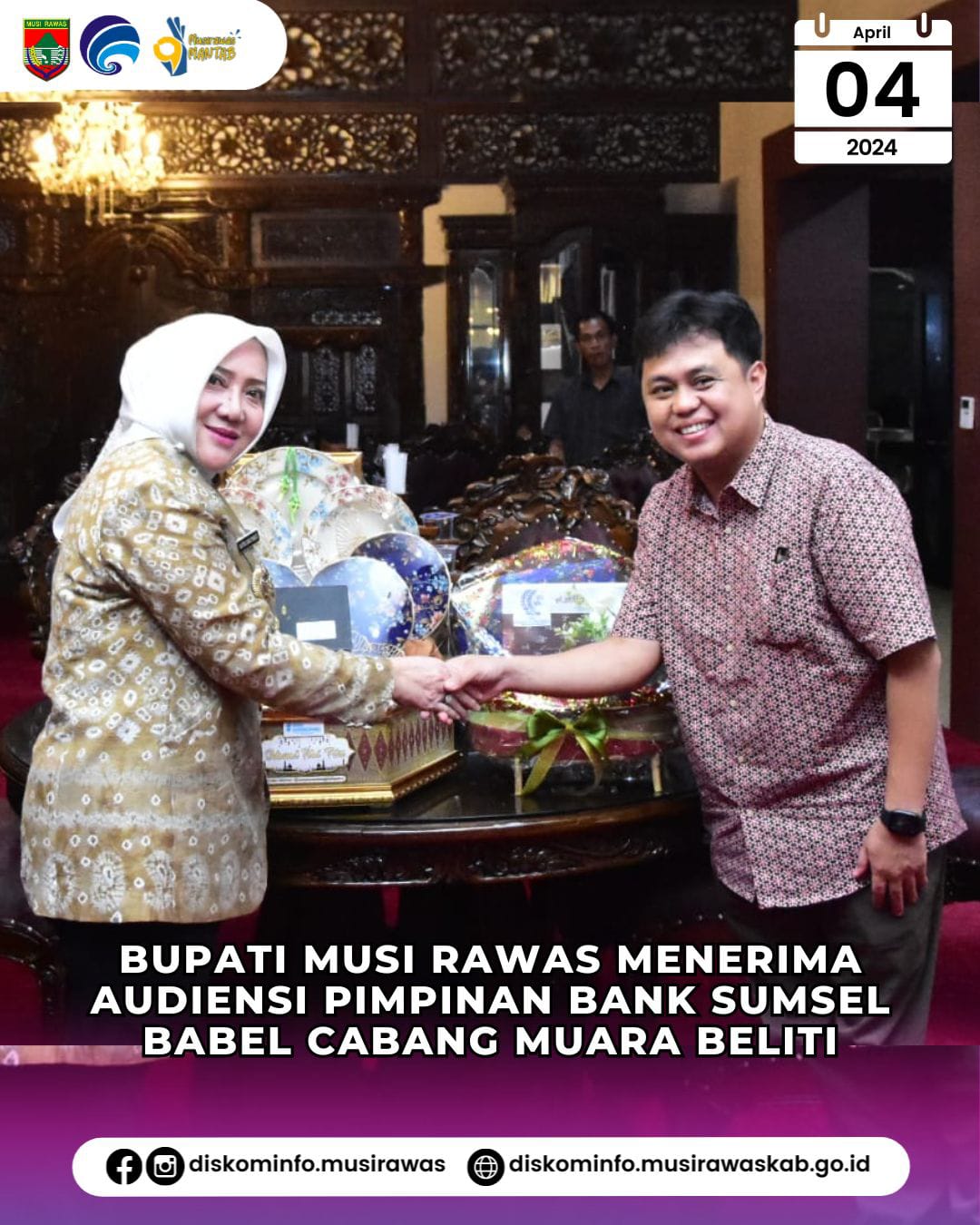 Bupati Musi Rawas terima Audiensi Pimpinan Bank Sumsel Babel Cabang Muara Beliti