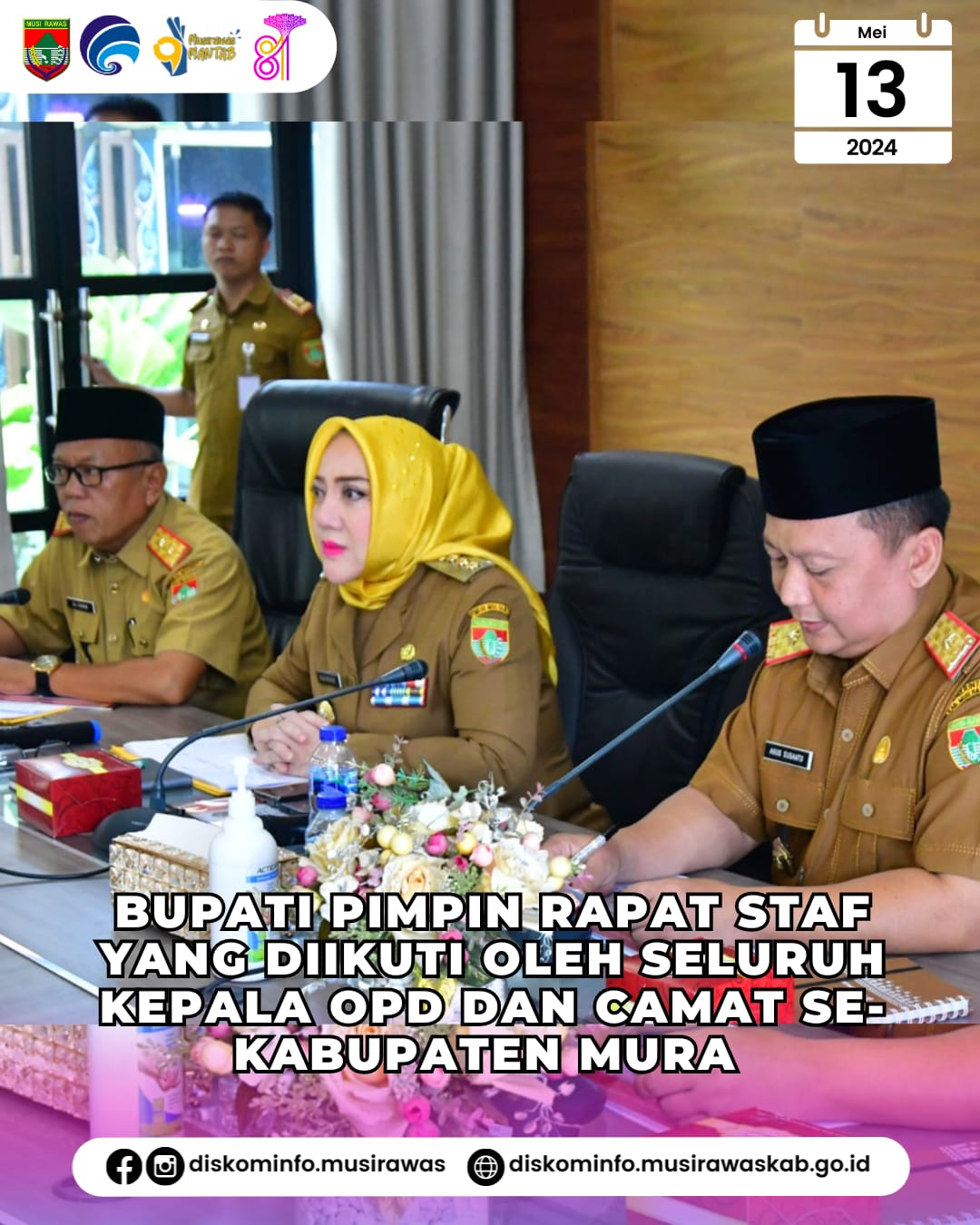 Bupati pimpin Rapat Staf yang diikuti seluruh Kepala OPD dan Camat Se Kabupaten Musi Rawas