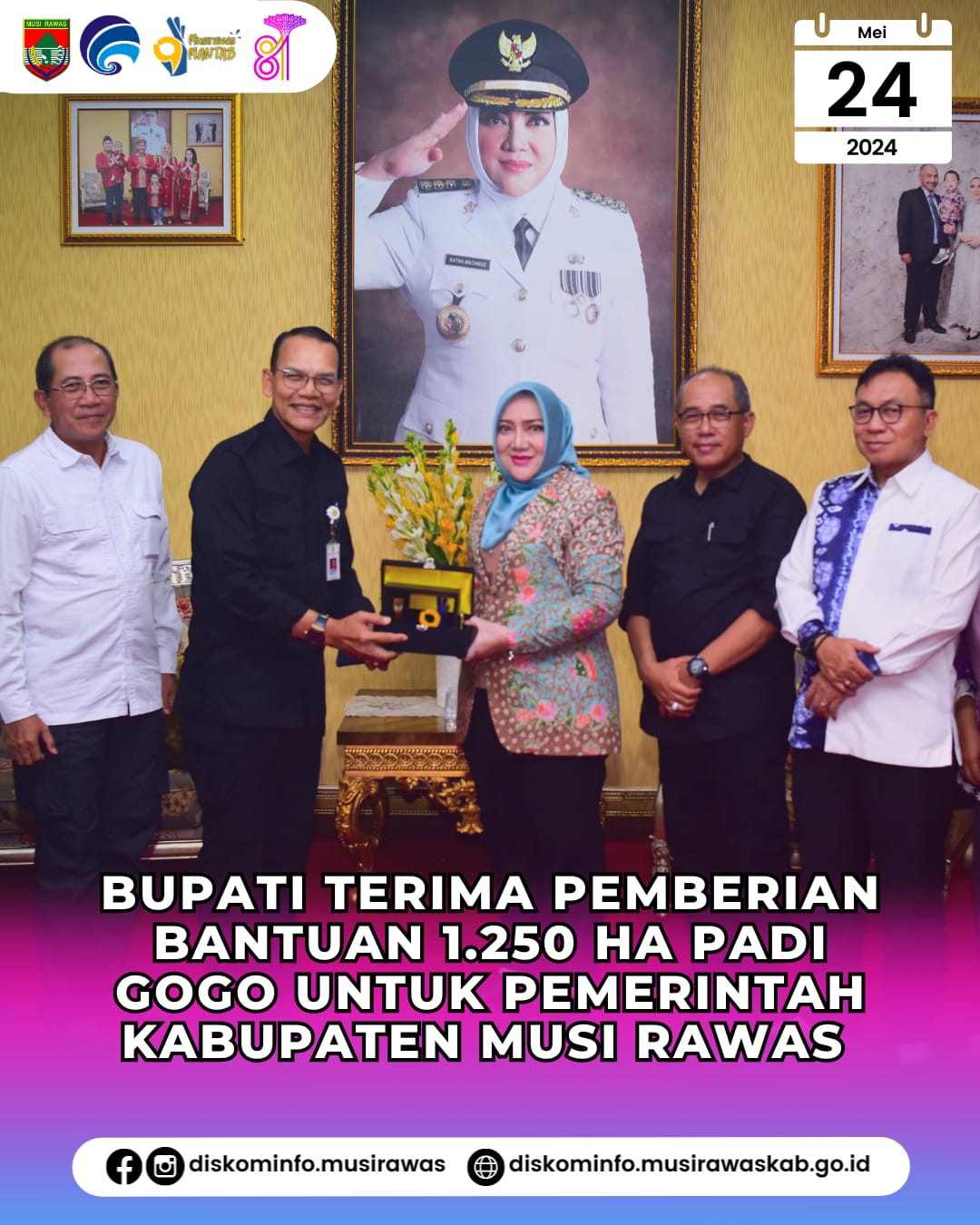 Bupati Musi Rawas terima Pemberian Bantuan 1.250 Ha Padi Gogo untuk Pemkab Musi Rawas