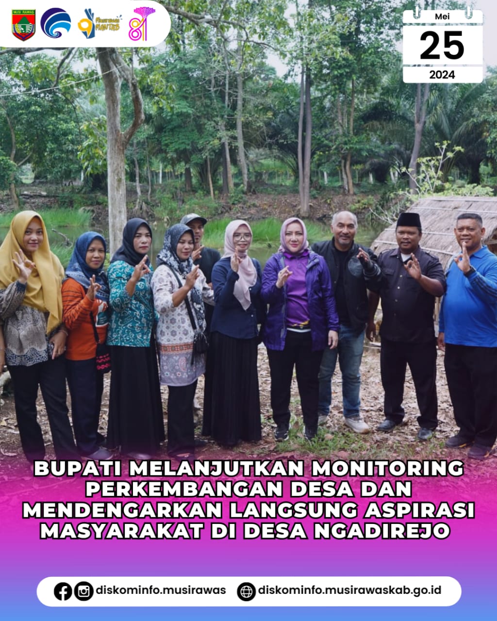 Bupati melanjutkan Monitoring Perkembangan Desa dan mendengarkan langsung aspirasi masyarakat di desa Ngadirejo