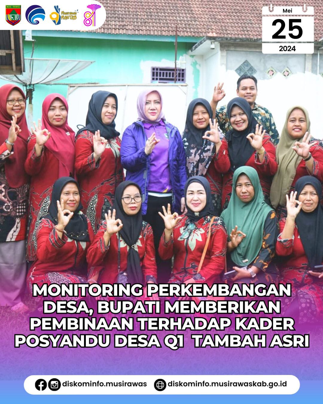 Monitoring Perkembangan Desa, Bupati tinjau Pembangunan Balai Desa Q1 Tambah Asri serta berikan pembinaan kader posyandu