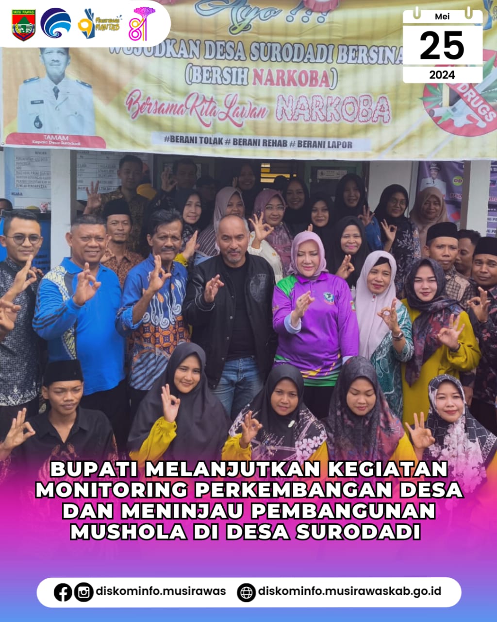 Monitoring Perkembangan Desa, Bupati meninjau Pembangunan Mushola si desa Surodadi