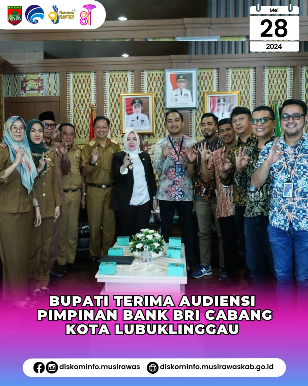 Bupati Musi Rawas Terima Audiensi Pimpinan Bank BRI Cabang Lubuklinggau