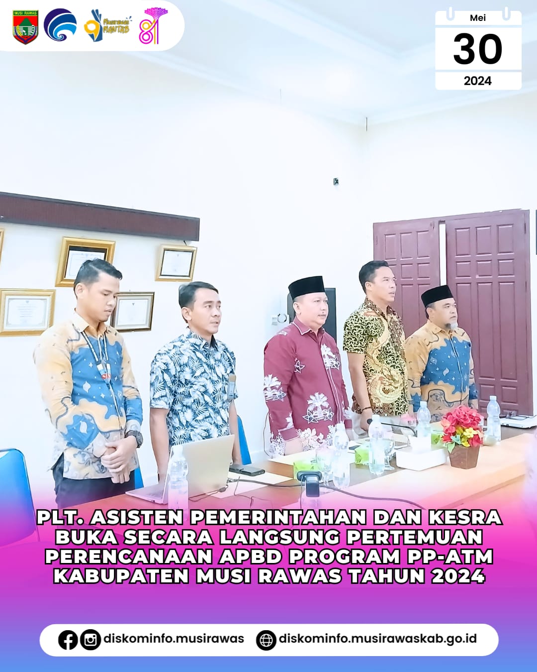 Plt. Asisten Pemerintahan dan Kesra buka Secara Langsung Pertemuan Perencanaan APBD Program PP ATM Kabupaten Musi Rawas Tahun 2024