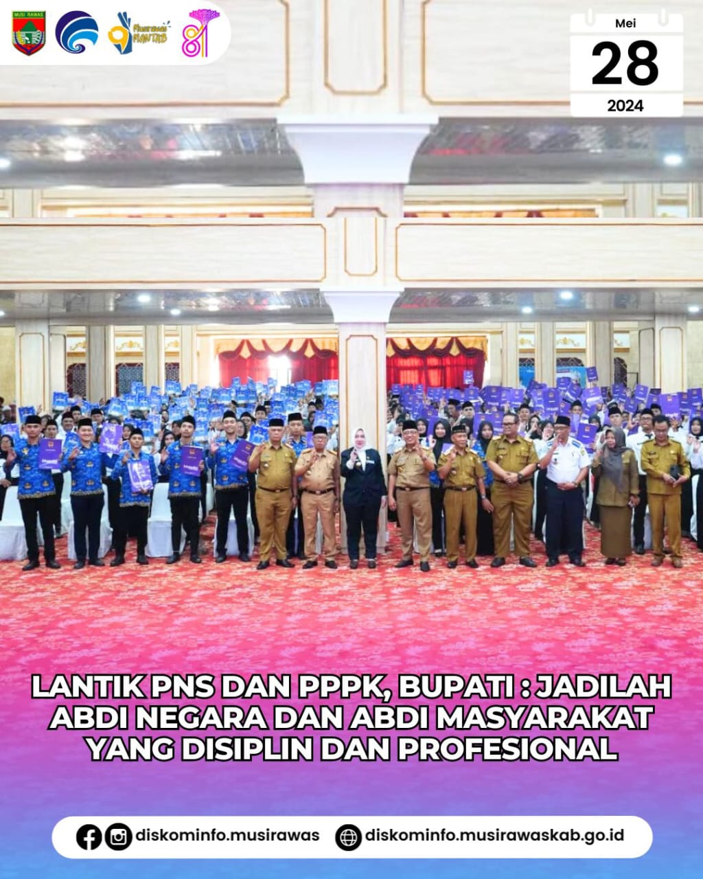 Bupati Musi Rawas lantik Pegawai Negeri Sipil dan Pegawai Pemerintah dengan Perjanjian Kerja