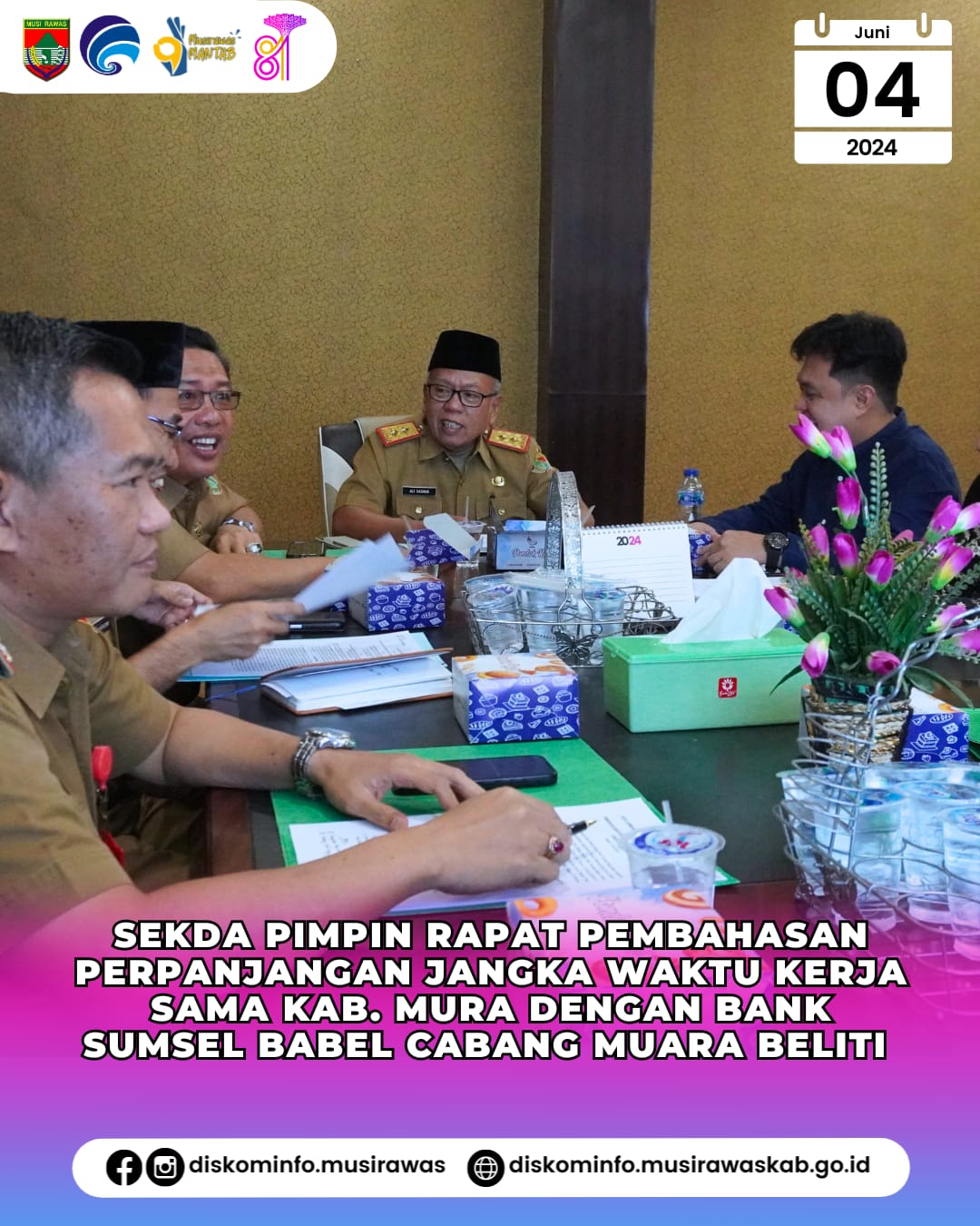 Sekda Pimpin Rapat Pembahasan Perpanjangan Jangka Waktu Kerja Sama Pemkab Musi Rawas dengan Bank Sumsel Babel Cabang Muara Beliti
