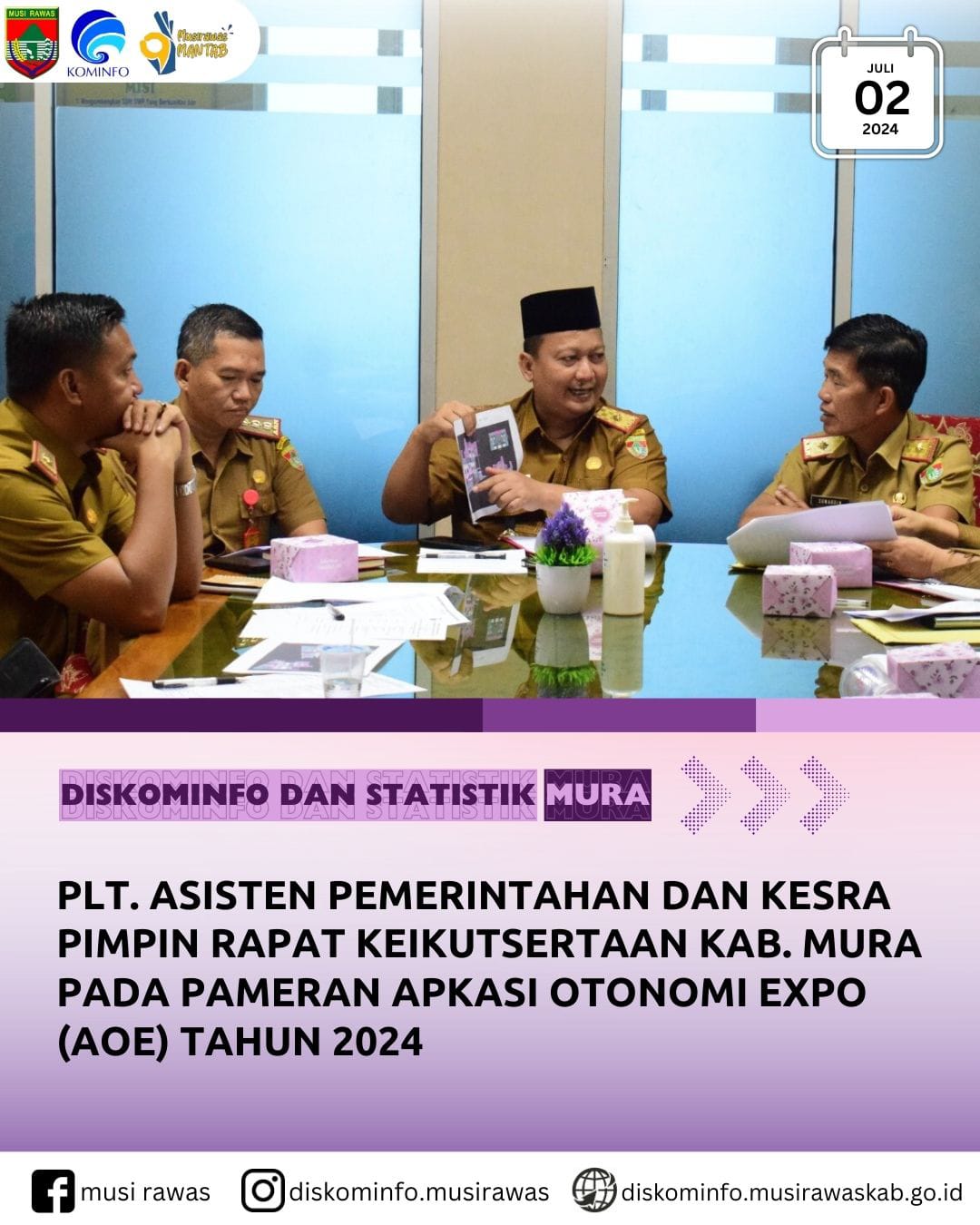 Plt. Asisten Pemerintahan dan Kesra pimpin Rapat Pembahasan Keikutsertaan Kab Mura pada Pameran Apkasi Otonomi Expo (AOE) 2024