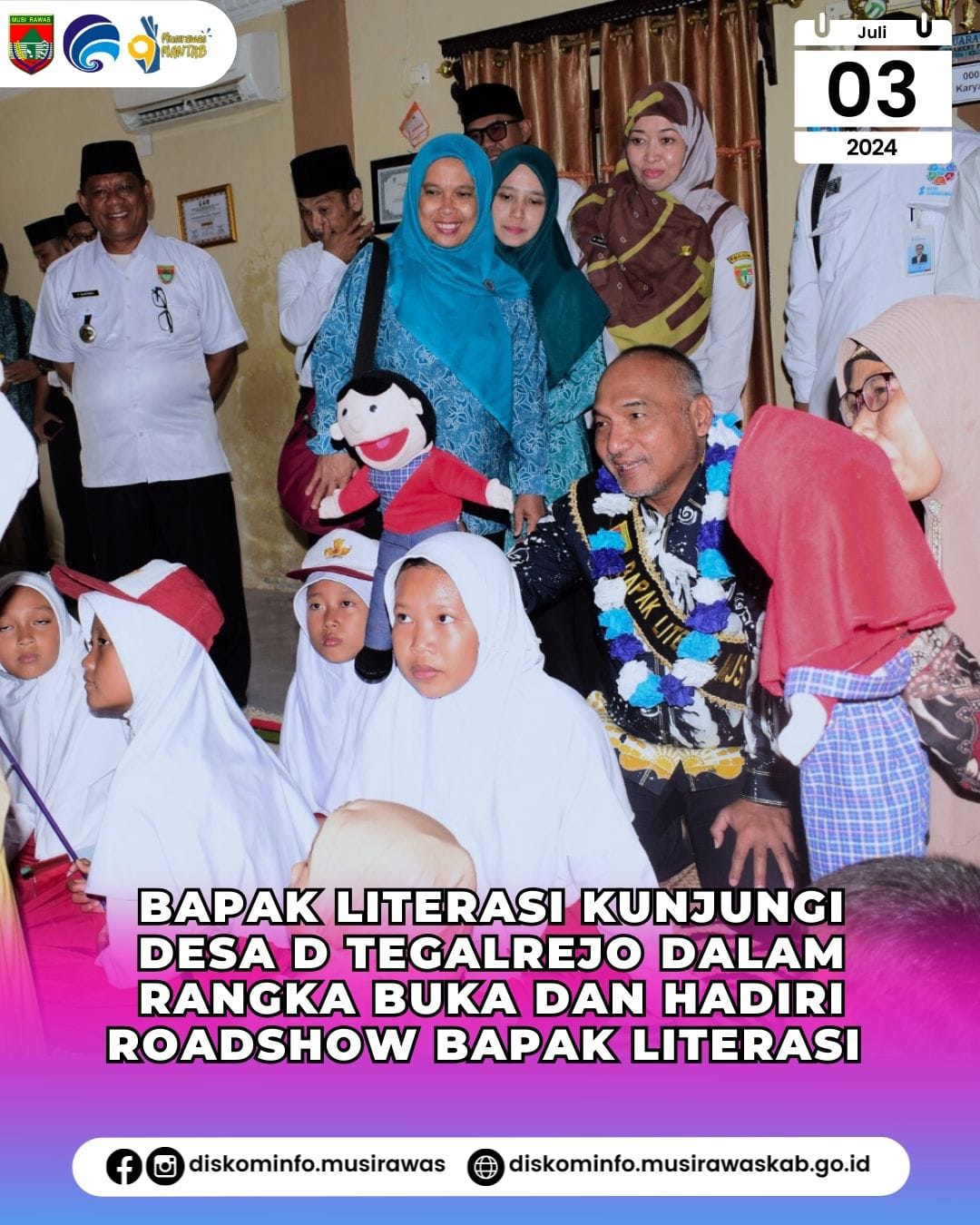 Bapak Literasi kunjungi Desa D Tegalrejo Kecamatan Tugu Mulyo, dalam rangka membuka Roadshow Bapak Literasi