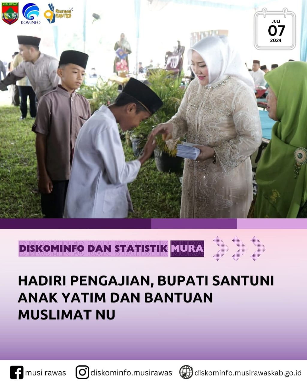 Hadiri Pengajian, Bupati Santuni Anak Yatim dan Bantuan Muslimat NU
