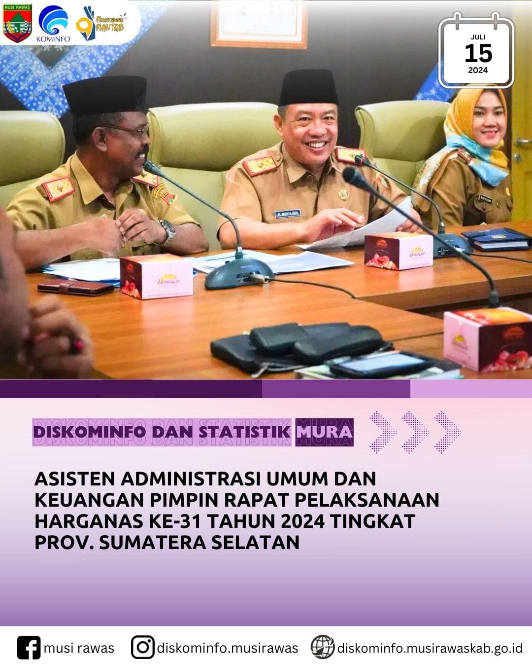 Asisten Administrasi Umum dan Keuangan pimpin Rapat Pelaksanaan HARGANAS Ke 31 Tingkat Provinsi Sumatera Selatan