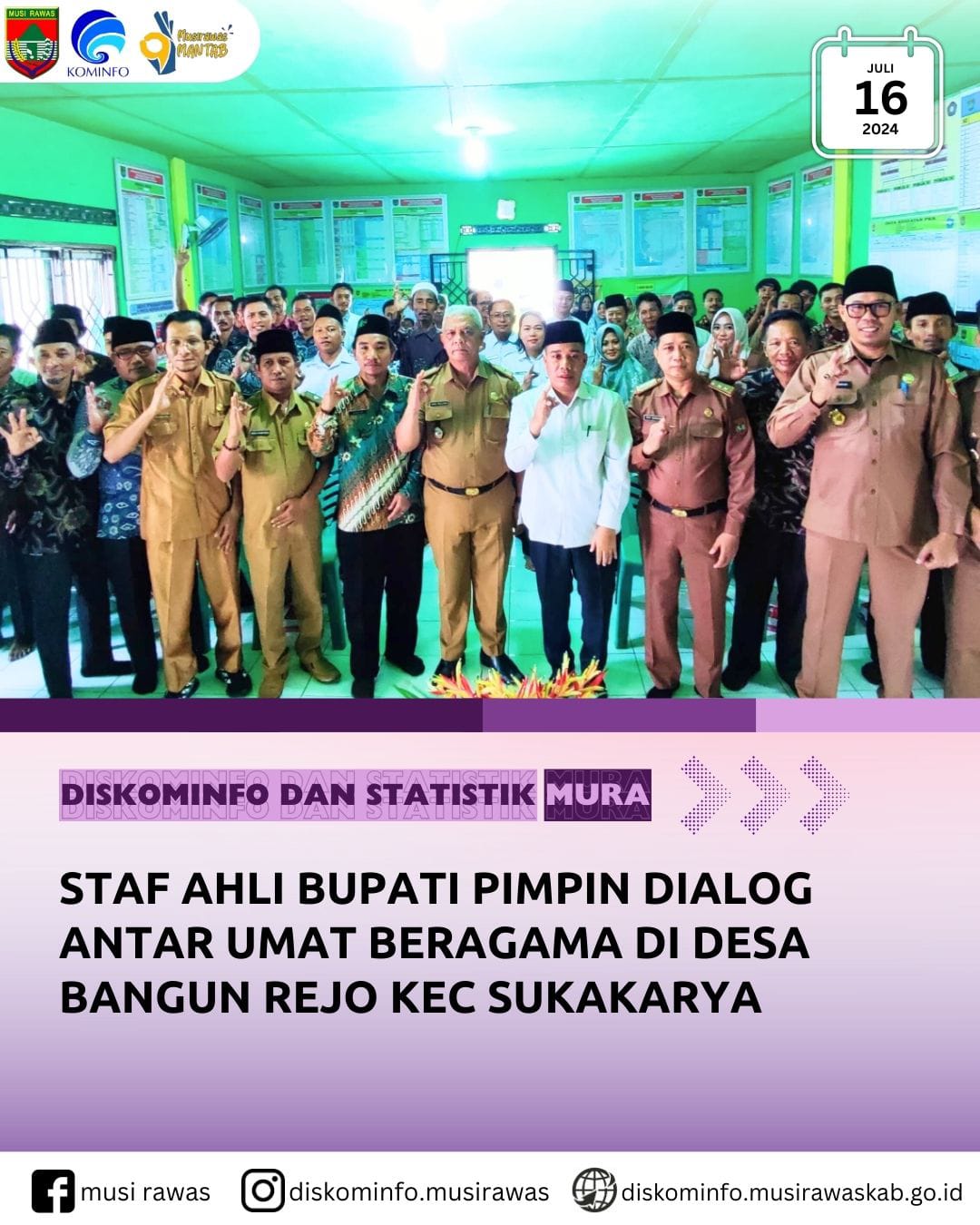 Staf Ahli Bupati pimpin Dialog Antar Umat Beragama di Desa Bangun Rejo Kec Sukakarya