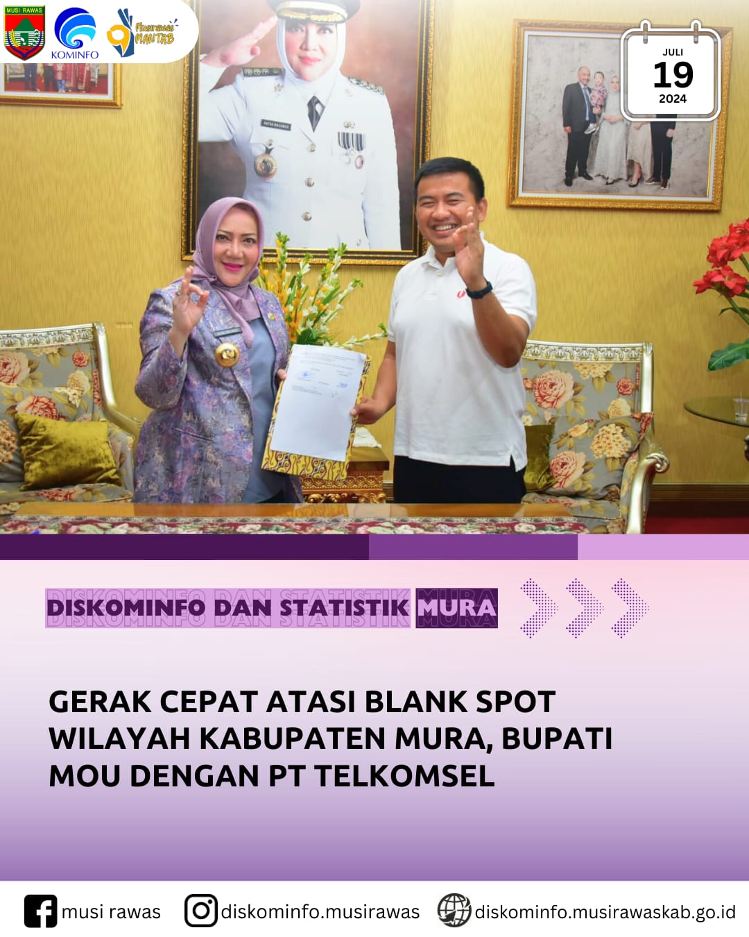 Gerak Cepat Atasi Blank Spot Wilayah Kabupaten Mura, Bupati MoU dengan PT Telkomsel