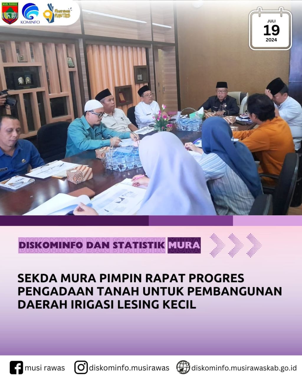 Sekda pimpin Rapat Progres Pengadaan Tanah untuk Pembangunan Daerah Irigasi Lesing Kecil di Purwodadi dan Megang Sakti