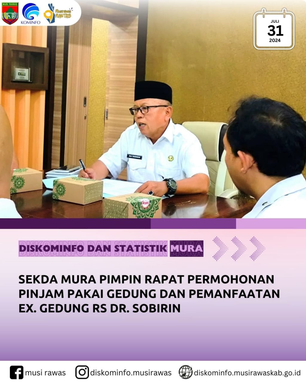Sekda pimpin Rapat Pembahasan Permohonan Pinjam Pakai dan Pemanfaatan Ex. Gedung RS Dr. Sobirin