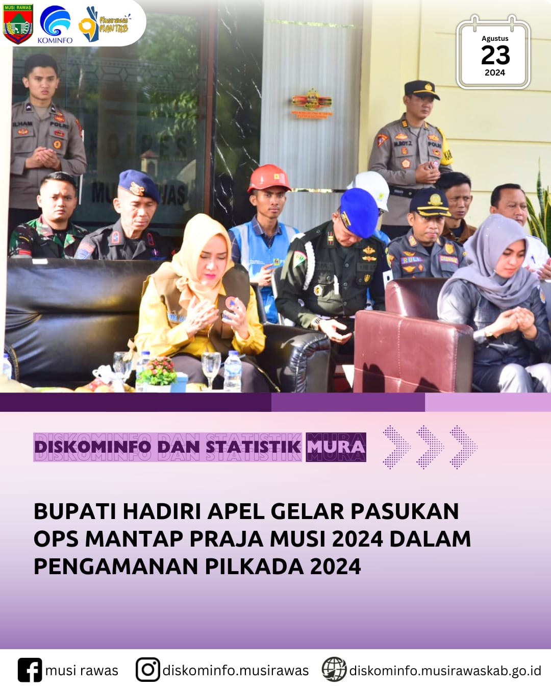 Bupati hadiri Apel Gelar Pasukan OPS Mantap Praja Musi 2024 dalam Pengamanan Pilkada 2024