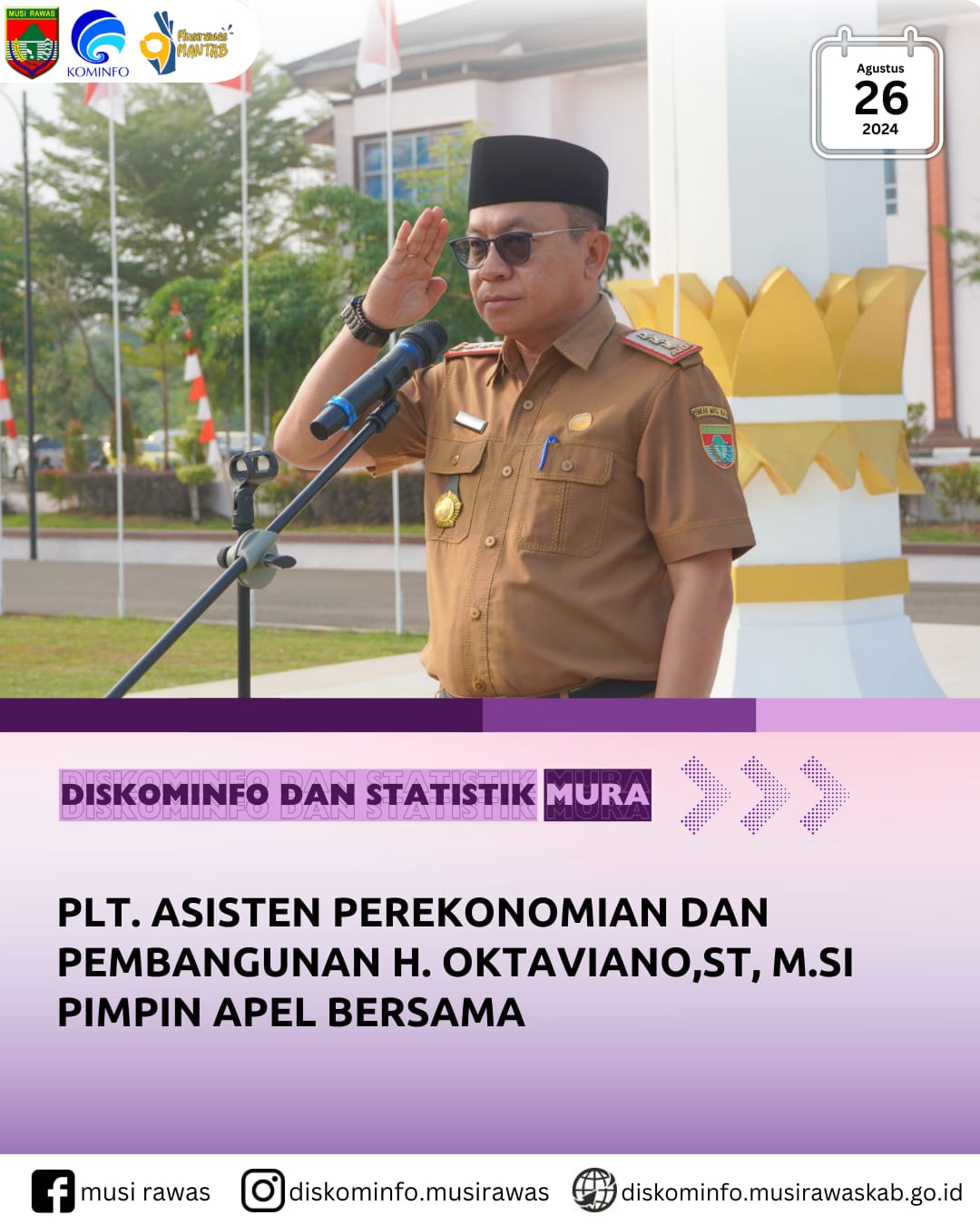Plt. Asisten Perekonomian dan Pembangunan H. Oktaviano,ST, M.si Pimpin Apel Bersama