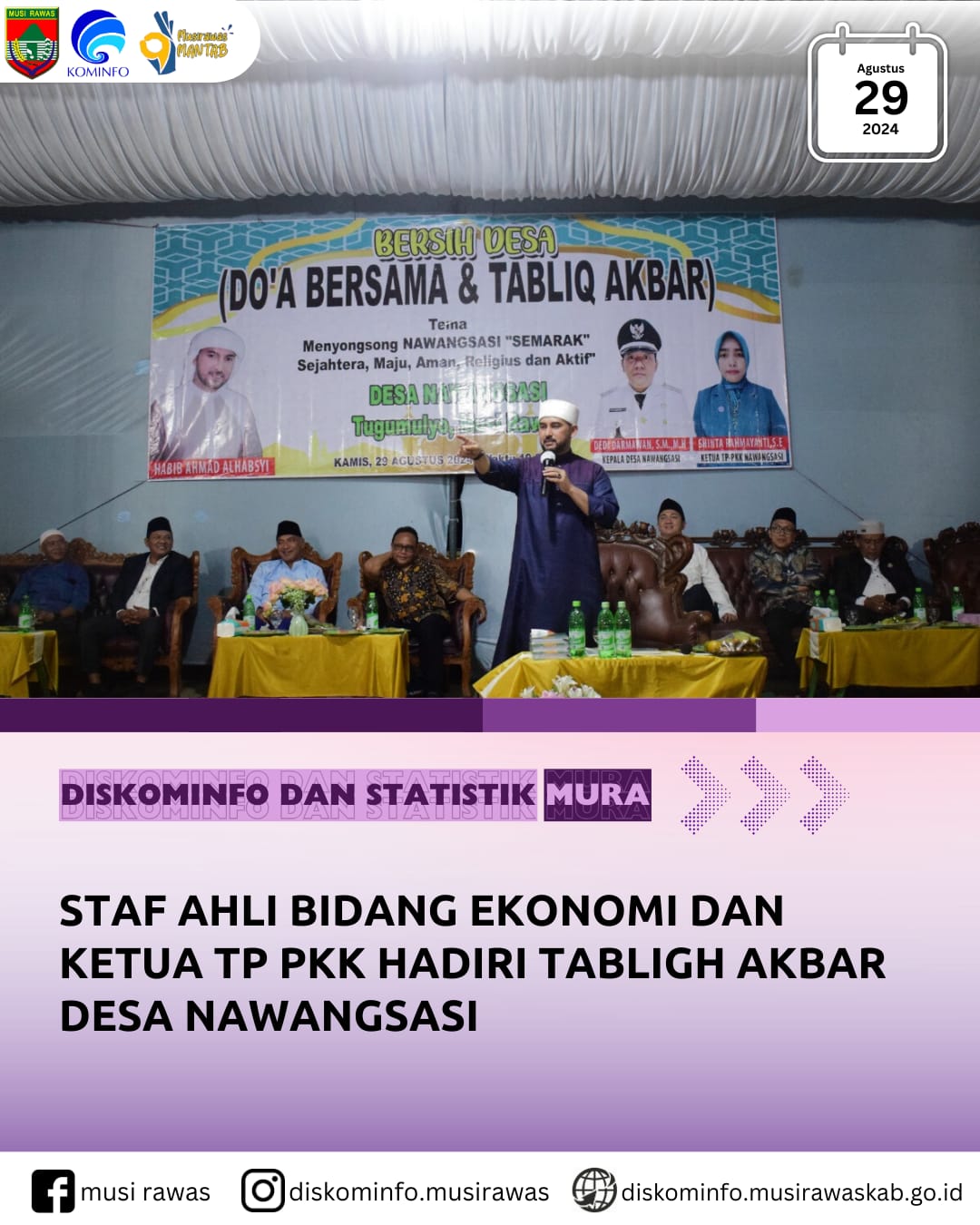 Staf Ahli Bidang Ekonomi dan Ketua TP PKK Hadiri Tabligh Akbar Desa Nawangsasi