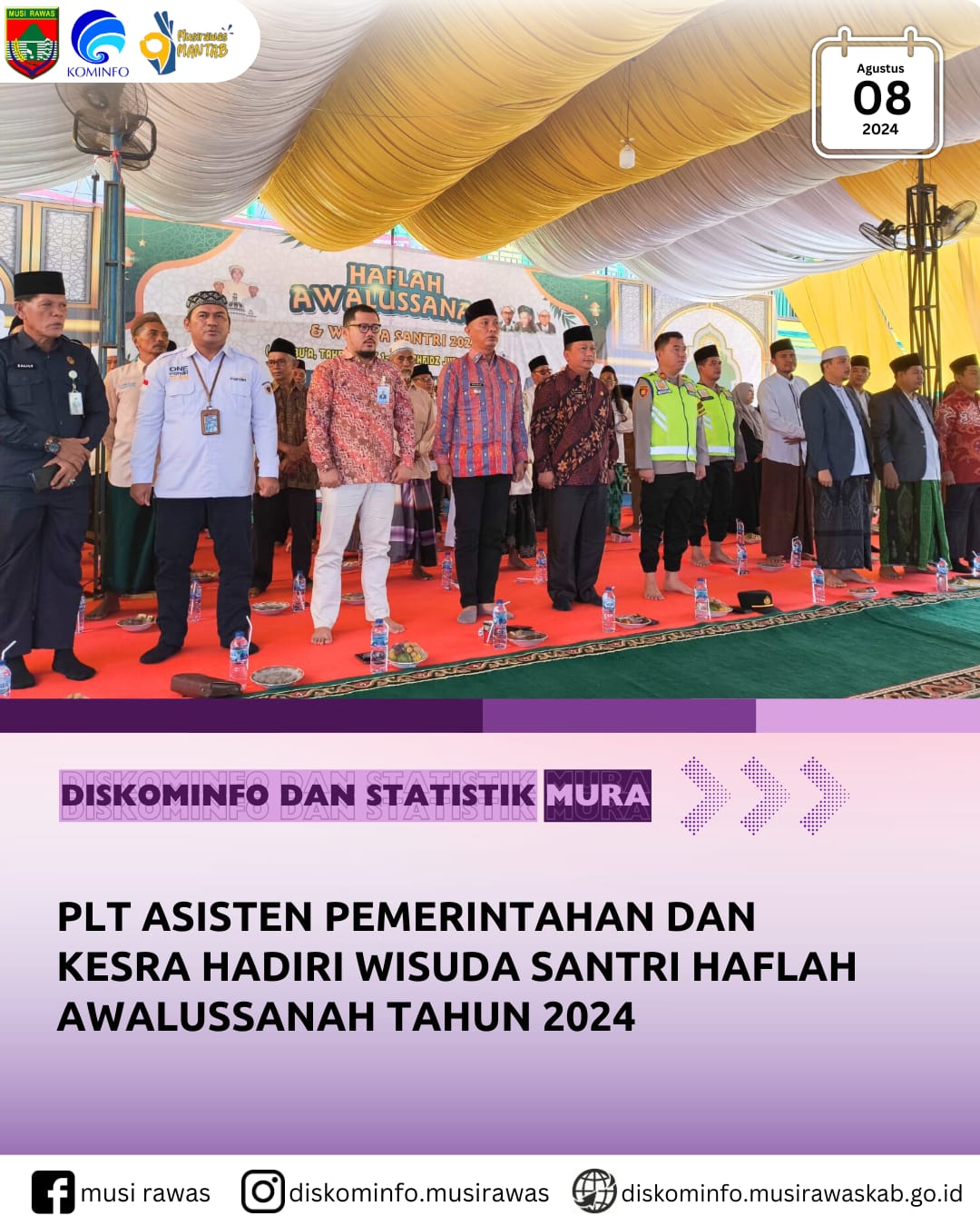 Plt Asisten Pemerintahan dan Kesra hadiri Wisuda Santri Haflah Awalussanah Tahun 2024 Pondok Pesantren Riyadhus Sholihin