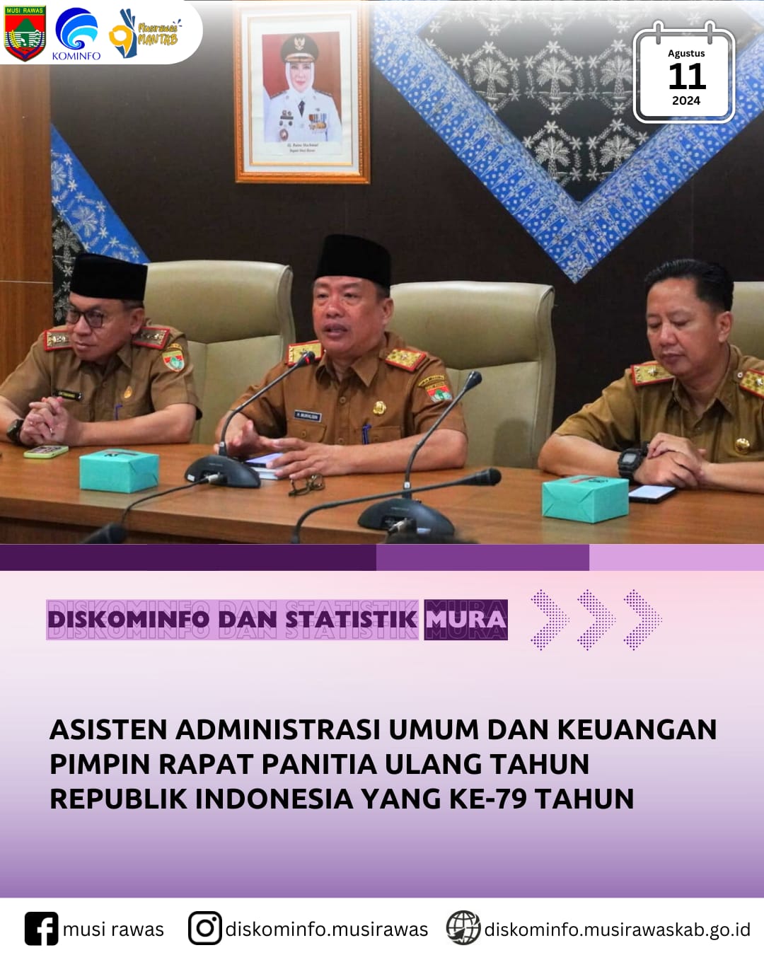 Asisten Administrasi Umum dan Keuangan pimpin rapat Panitia Ulang Tahun RI Ke 79